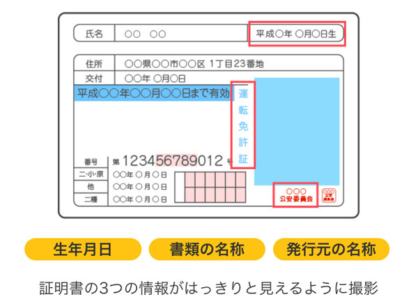 免許証での例